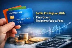 Cartões pré-pagos 2026 com tendência financeira e cálculo.