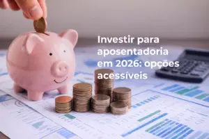 Mão colocando moeda em cofrinho rosa com pilhas de moedas na frente