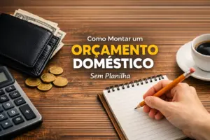 Mesa com carteira, moedas e título: Como Montar um Orçamento Doméstico Sem Planilha