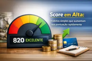 Medidor financeiro excelente com score 820 e dicas para aumentar pontuação